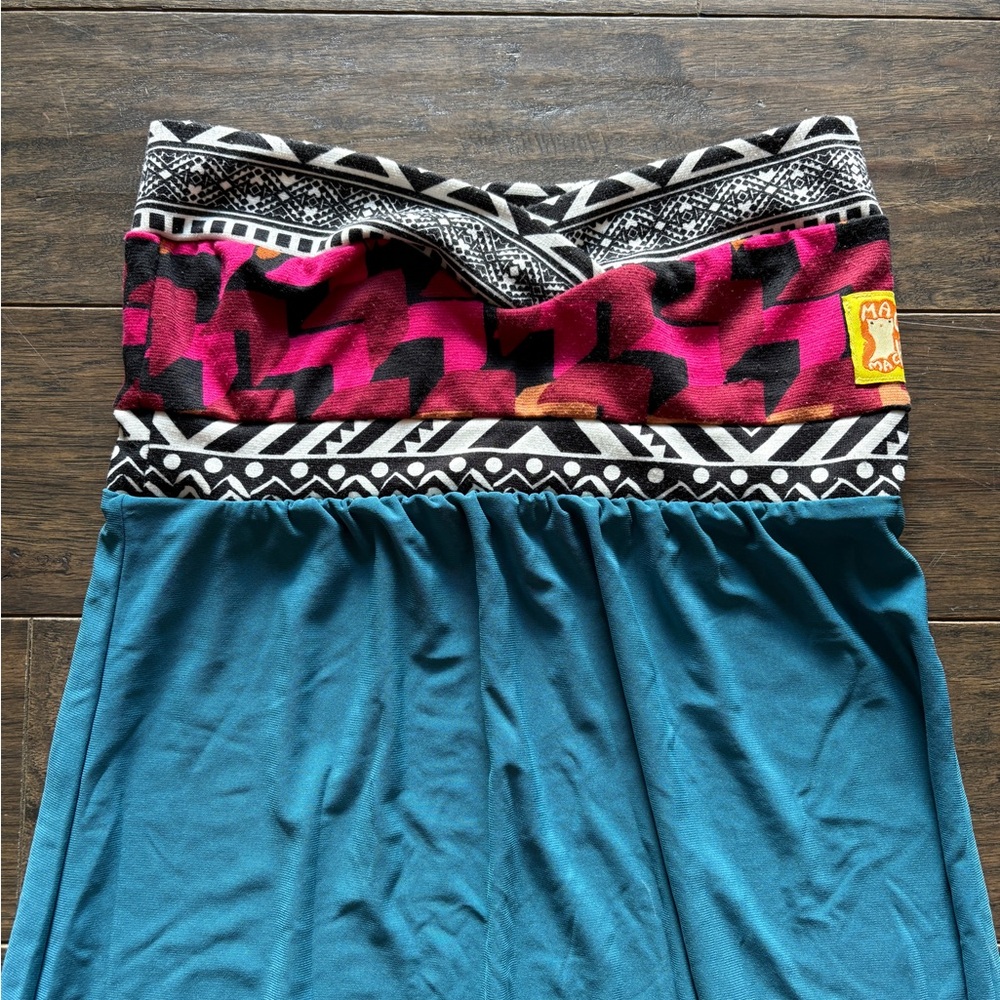 Handmade Strapless Teal and Pink Dress from Hawaii - one of a kind